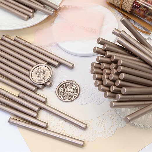 60pcs Wax Seal Sticks, Champagne Gold Sealing Wax Sticks, HOSEALING Glue Gun - Image 2