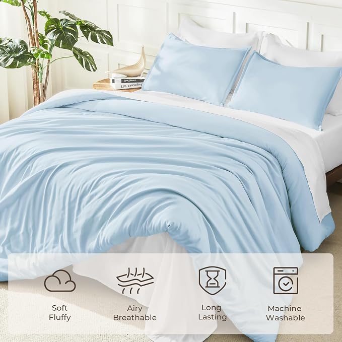 Litanika Comforters Light Blue California King Size, 3 Pieces Cal King - Image 3