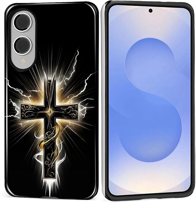 for Samsung Galaxy S25 Edge Case, Cool Cross Pattern Glossy 2 in 1 Shockproof by Teonvpu
