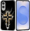 for Samsung Galaxy S25 Edge Case, Cool Cross Pattern Glossy 2 in 1 Shockproof by Teonvpu
