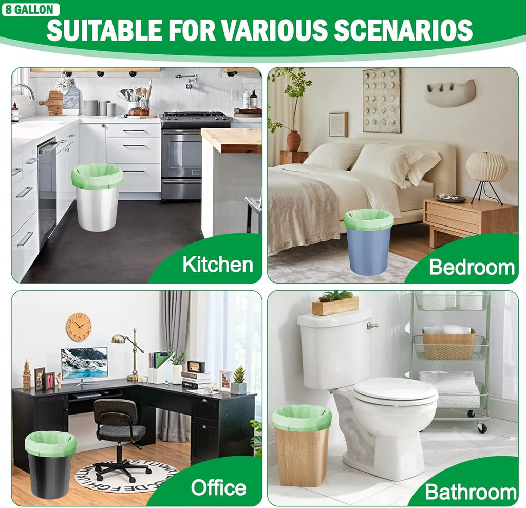 8 Gallon Compostable Trash Bags, 100 Count Drawstring Trash Bags Biodegradable, Heavy Duty Extra Thick Compost Bags, Kitchen Food Scrap Waste Bag, US BPI and OK Compost Home Certified