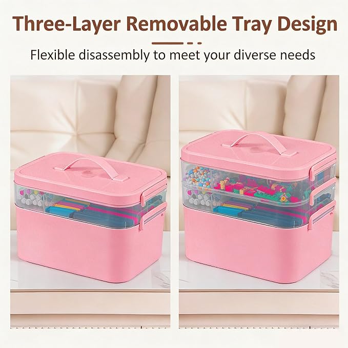 Gifhomfix 3-Layer Plastic Craft Organizers and Storage Box - Image 4