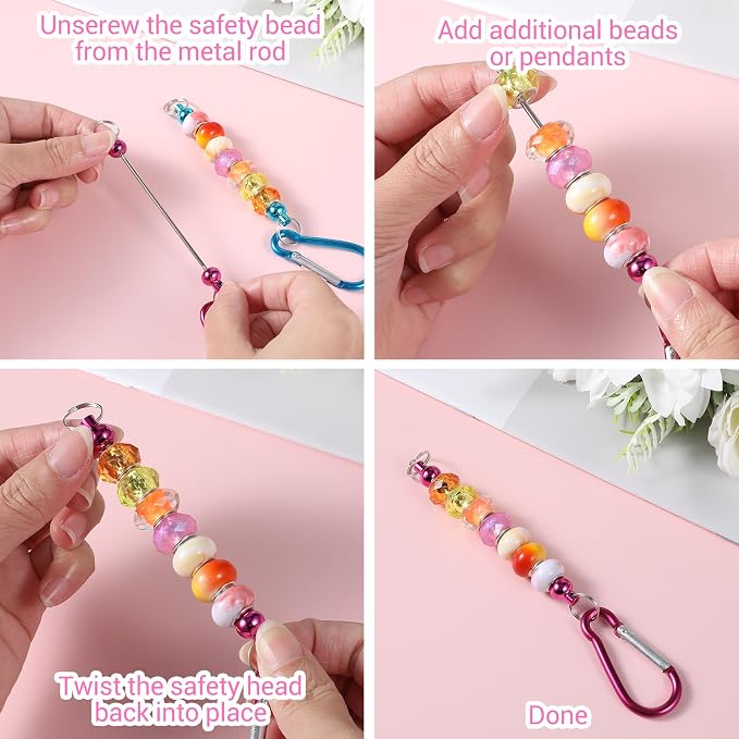 44PCS Beadable Keychain Bars, Colorful Metal Blank Beadable Keychain - Image 5