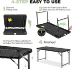 4ft Folding Table with Adjustable Height, 2-Level Foldable Table with HDPE Top - Image 6