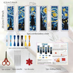ORIGACH 6 Set Starry Night and Black Cat Cross Stitch Bookmark Kit - Image 2