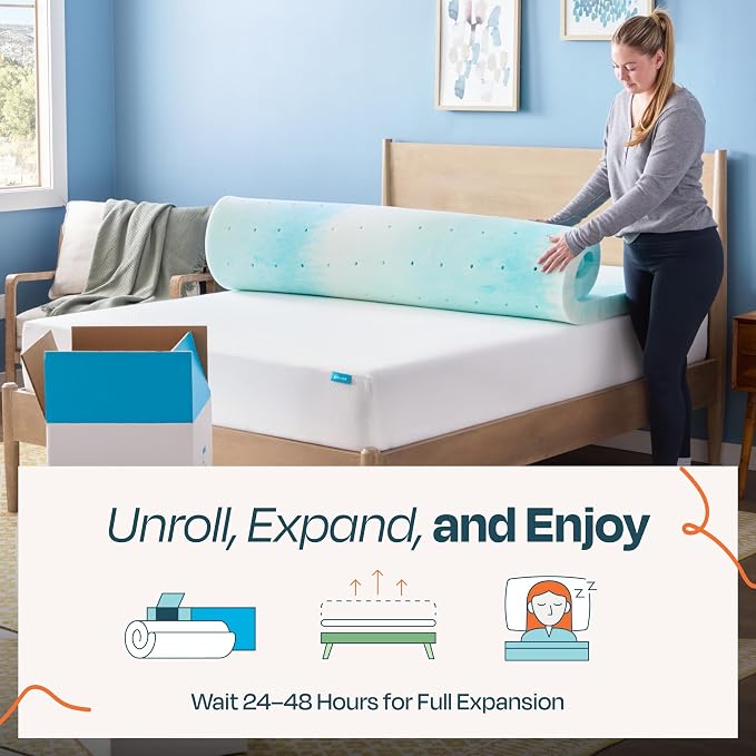 Linenspa 3 Inch Swirl Gel Memory Foam Mattress Topper, California King Size – - Image 5