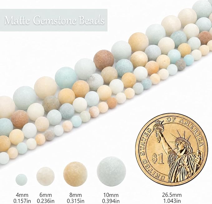 8mm Matte Amazonite Beads, 15-Inch Matte Round Loose Stone Beads - Image 3