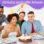 Funnymoom 60 Pcs 7 Inch Pastel Tie Dye Birthday Party Plates Vibrant Paper - Image 4