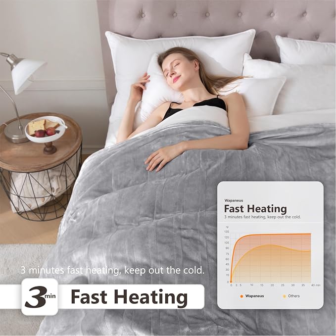 Wapaneus Heated Blanket Electric King Size 90"x100"-Dual Control - Image 3
