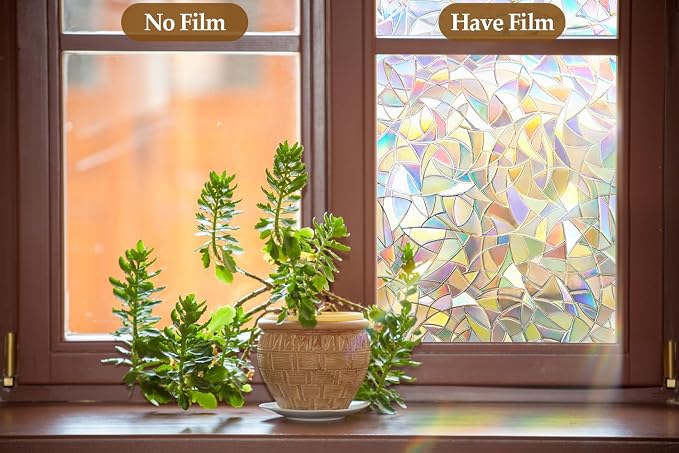 Niviy Rainbow Window Film 35.5 x 78.7 inches, Iridescent Window Film Stained - Image 7