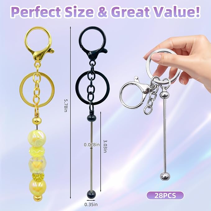 28 Pcs Beadable Keychain Bars - Image 2