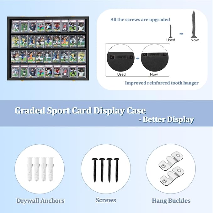 Graded Sports Card Display Case Lockable, Trading Card Collector Wall Display - Image 3