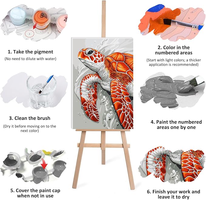 Lxmsja Sea Turtle Paint by Numbers Kit - Image 7