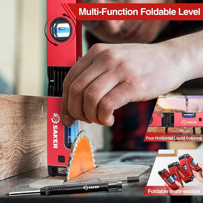 Saker Multi-Function Foldable Level and Deep Hole Pencil Set, Gifts - Image 3