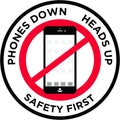 "Phones Down Heads Up" Safety Sign - Laminated Adhesive Floor Signs by Graphical Warehouse (12)