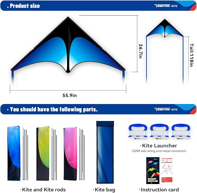 SGftre Delta Kite Three Set for Kids and Adults, Perfect Family Kite for Parks - Image 6
