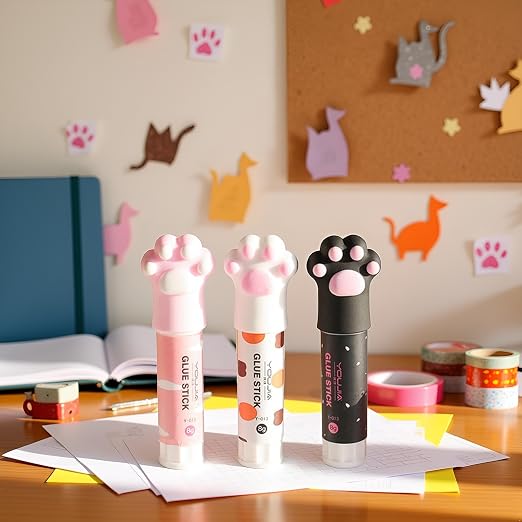 3Pcs Random Color Cat Claw Cute Glue Stick Kawaii Stationery Binding Tool - Image 6