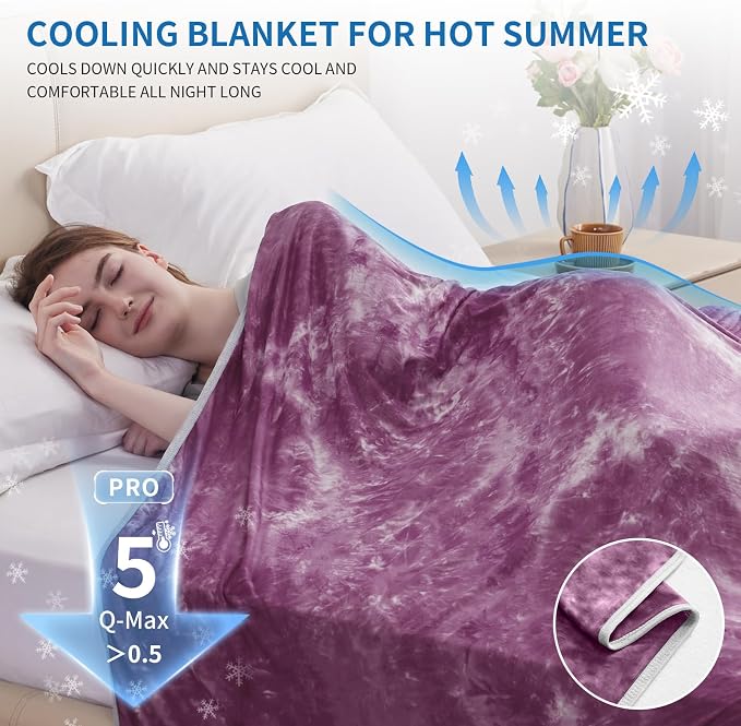 Guohaoi Cooling Blanket for Hot Sleepers and Night Sweats, Decortive Tie Dye - Image 2