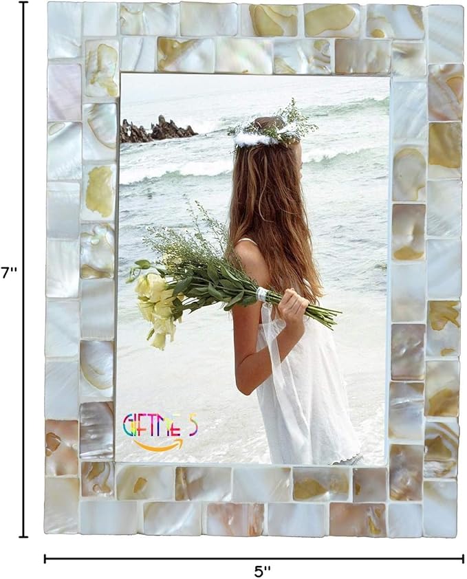 Picture Frame 5x7 Mother of Pearl Photo Frame, Beach Picture Frame Tabletop or - Image 9