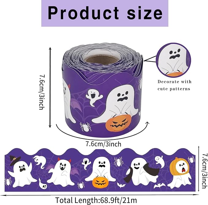 68.9 Feet Halloween Bulletin Board Borders，Scalloped Borders Bulletin Board - Image 2