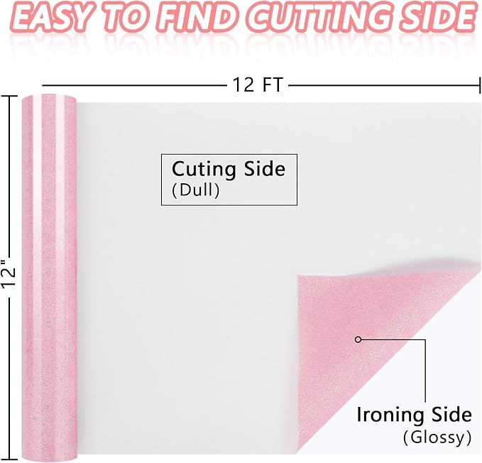 ​TORC Pink Glitter HTV Pink Heat Transfer Vinyl HTV Rolls - Image 3