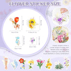 240Pcs Gilt Flower Stickers for Scrapbooking, Self-Adhesive Floral Stickers - Image 3