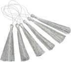 VAPKER 100Pcs Metallic Silver Thread Tassels 13cm/5 Inch Bookmark Tassels Mini by VAPKER