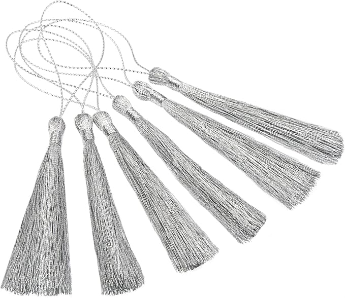 VAPKER 100Pcs Metallic Silver Thread Tassels 13cm/5 Inch Bookmark Tassels Mini by VAPKER