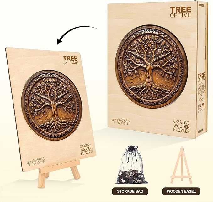 Tree of Time Puzzles Adults Gifts Wooden 200 Pieces 11.4 * 11.4in - Image 5