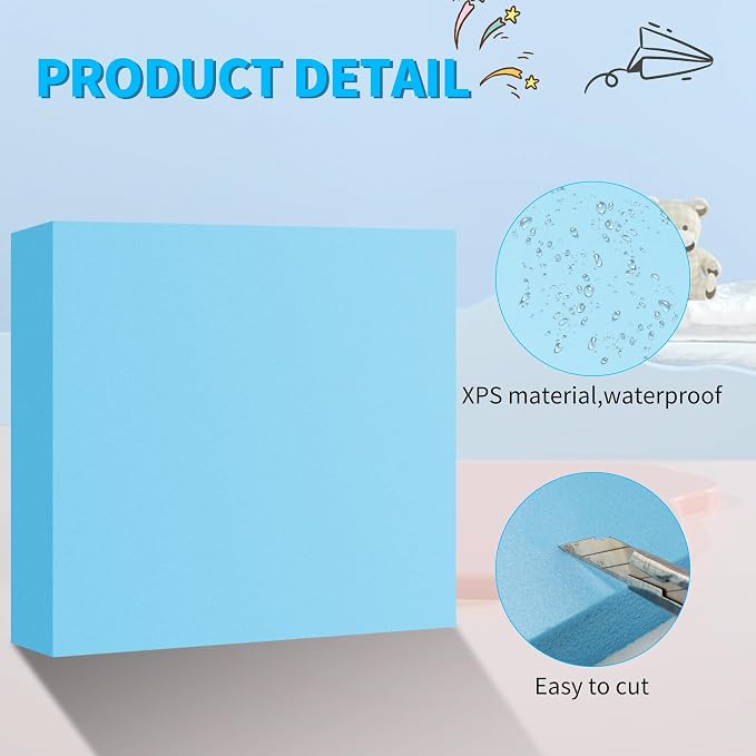 LuckyFoam Blue 4 Pack 12x12x2 inch Foam Sheets 2 Inch Thick | Polystyrene - Image 4