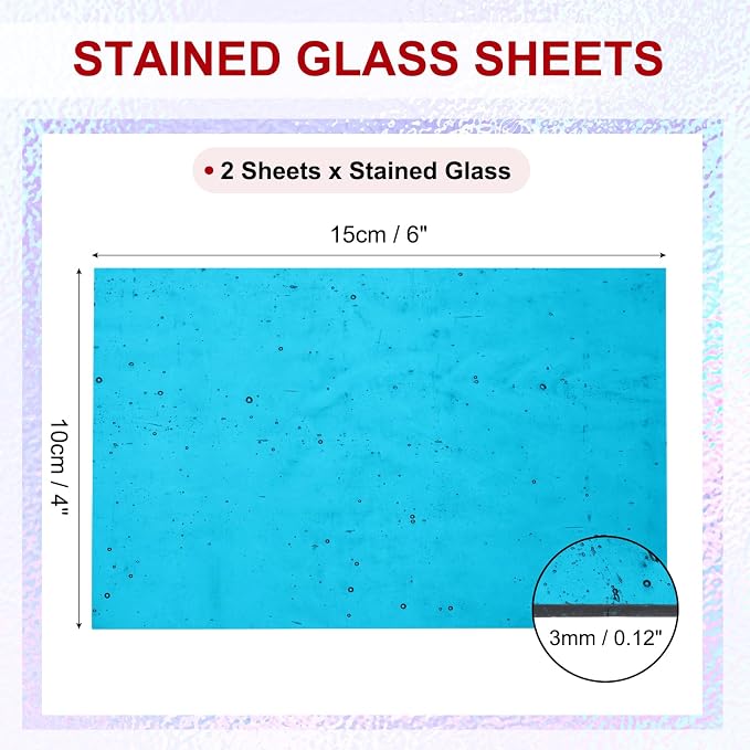 PATIKIL 4 x 6 Inch Transparent Stained Glass Sheets, 2 Sheets Mosaic Glass - Image 2