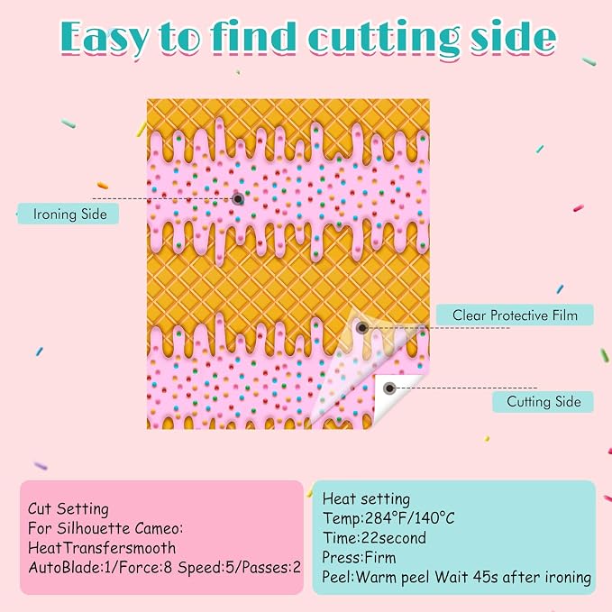 HTVSTD Ice Cream HTV Heat Transfer Vinyl 10Sheets 12×10in Iron on Vinyl | Ice - Image 7