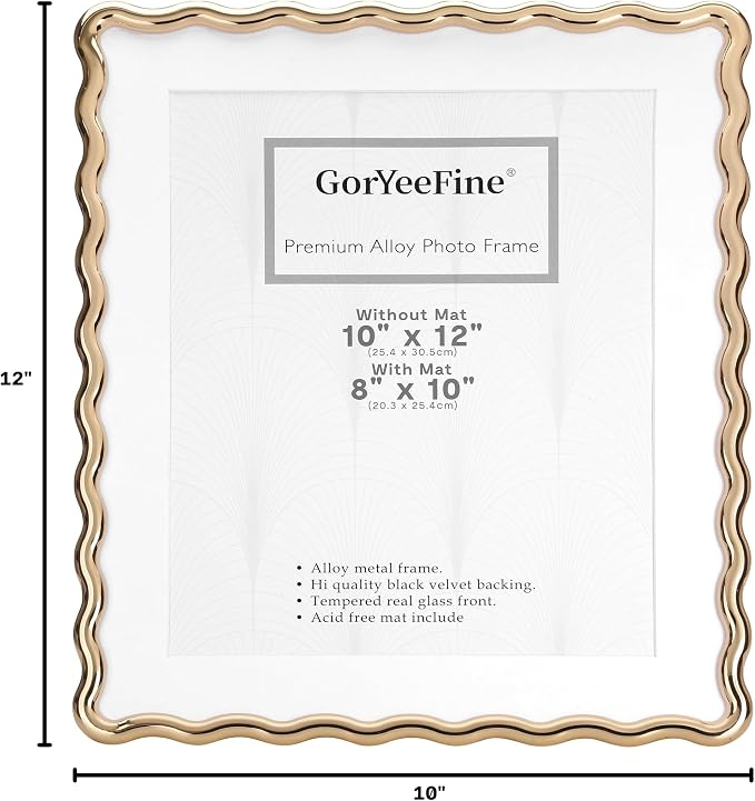 Gold 10x12'' Heavy-Duty Zinc Alloy Picture Frames - Image 9