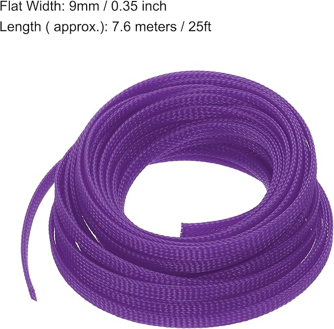 uxcell PET Expandable Sleeving 25ft 1/4" Purple Cable Management Sleeve Cord - Image 3