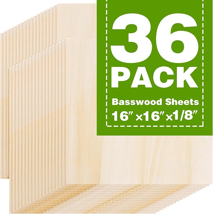 Basswood Sheets 16"x16"x1/8", 3mm Basswood by Unknown