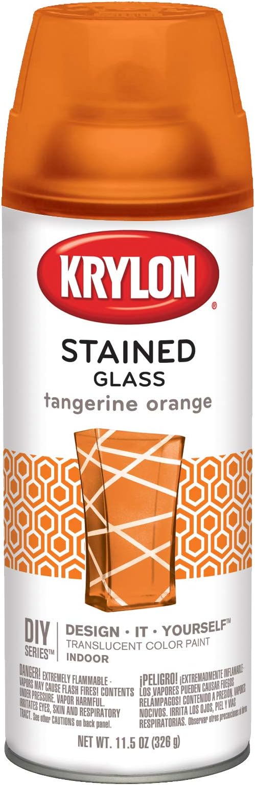 Krylon K09034000 Stained Glass Aerosol Paint, 11.5 Ounces, Tangerine Orange by Krylon%C2%AE
