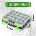 Jack Boss Tool Box with Transparent Lid, Double Side 34-Compartments Organizer - Image 2