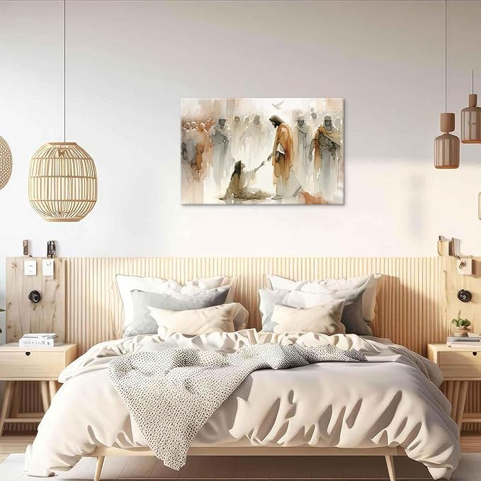 Jesus Heals The Woman Wall Art Canvas Poster Print Artwork - Image 3