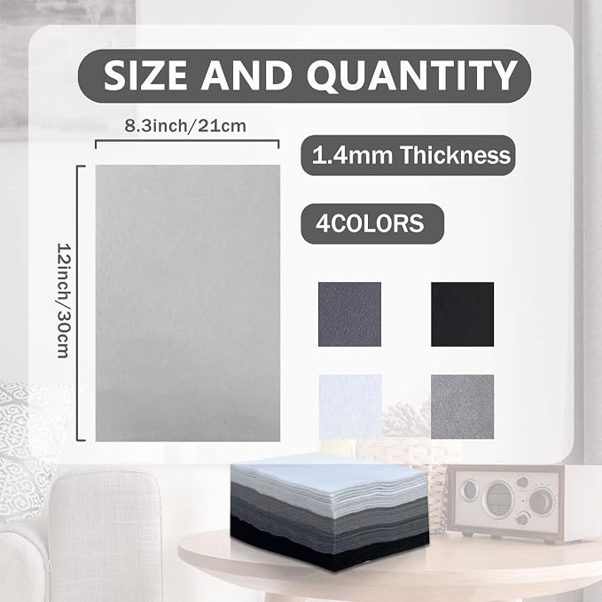 Jtnohx Soft Felt Sheets, 8x12 inches Assorted Craft Felt Fabric, 1.4mm Thick - Image 2