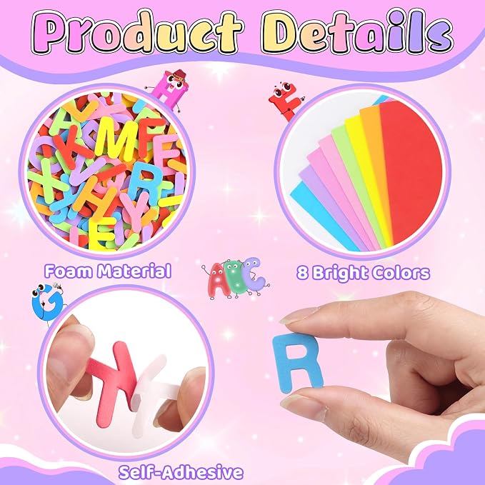 656 Pcs Foam Letter Stickers, Self-Adhesive EVA Alphabet Stickers Small 1 Inch - Image 3