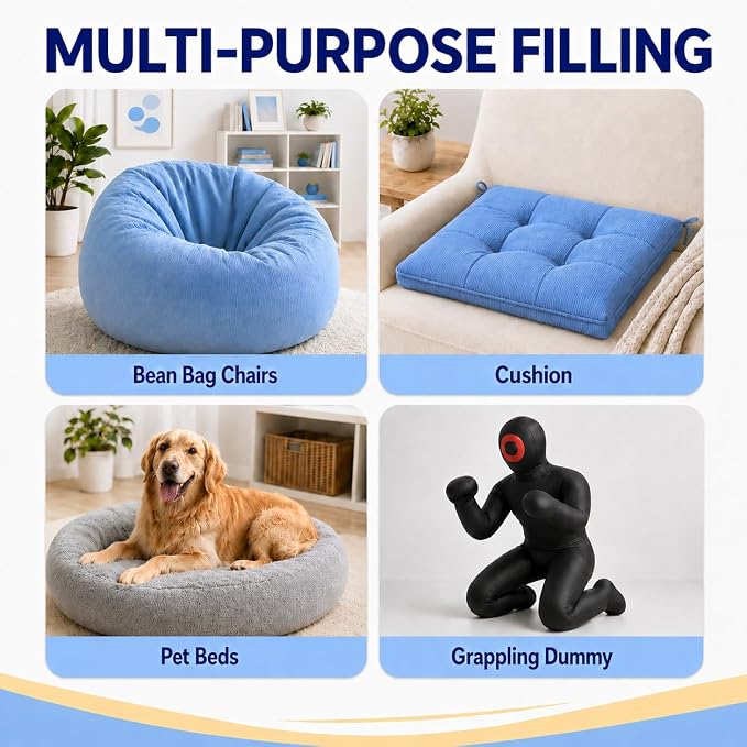 Bean Bag Filler, 10lbs Shredded Memory Foam Stuffing, Filling & Refill - Image 5
