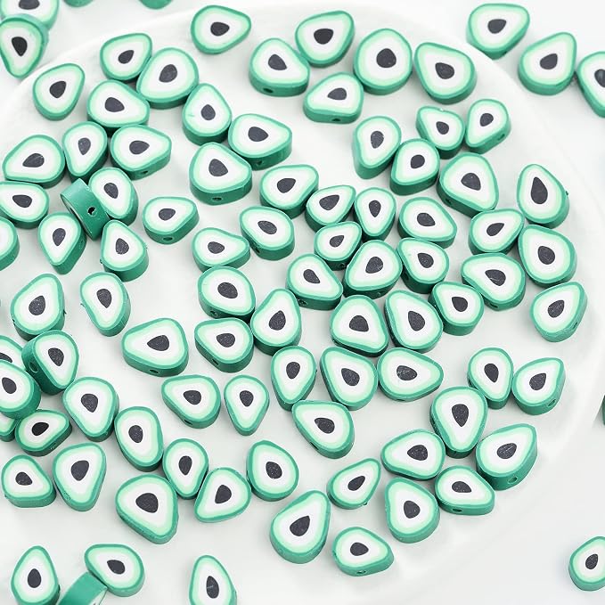 100pcs Green Avocado Polymer Clay Spacer Beads - Image 4