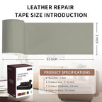 Leather Repair Patch Tape, Light Grey 3 x 61 Inches Self Adhesive Leather - Image 2