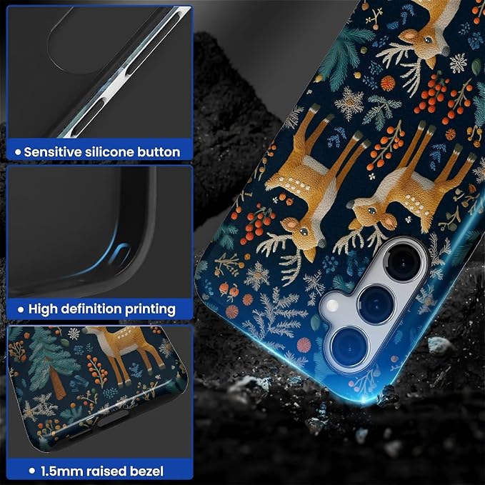 Case for Samsung Galaxy S25 Case, Cute Christmas Reindeer Design Hybrid Dual - Image 5