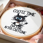 Cute Cat Embroidery Kits for Beginners Adults, Coffee Hand Embroidery Starter - Image 5