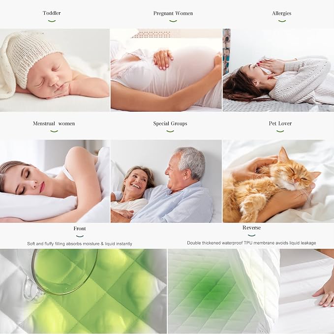 UNILIBRA King Mattress Pad Waterproof Rayon Made from Bamboo, Fitted Deep - Image 5