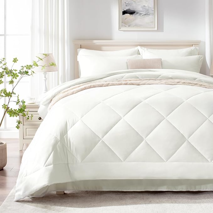 Love's cabin California King Comforter Set Ivory, 7 Pieces California King Bed - Image 2