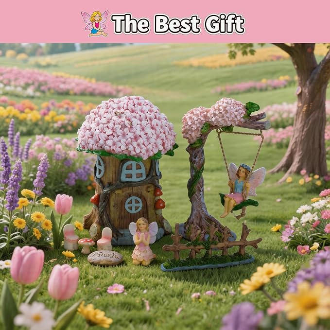 Miniature 8 Pcs Mini Garden Furniture, Fairy Garden Accessories Kit, Resin - Image 8