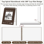 Sketch Book 11 x 14”, 100 Sheets Top Spiral Sketchbook, 68lb /100gsm Drawing - Image 3