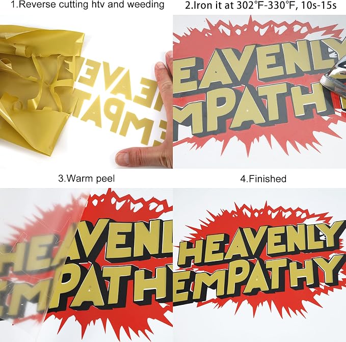 FUNKAKA Golden HTV Heat Transfer Vinyl Rolls, Adhesive Golden HTV Vinyl - Image 4